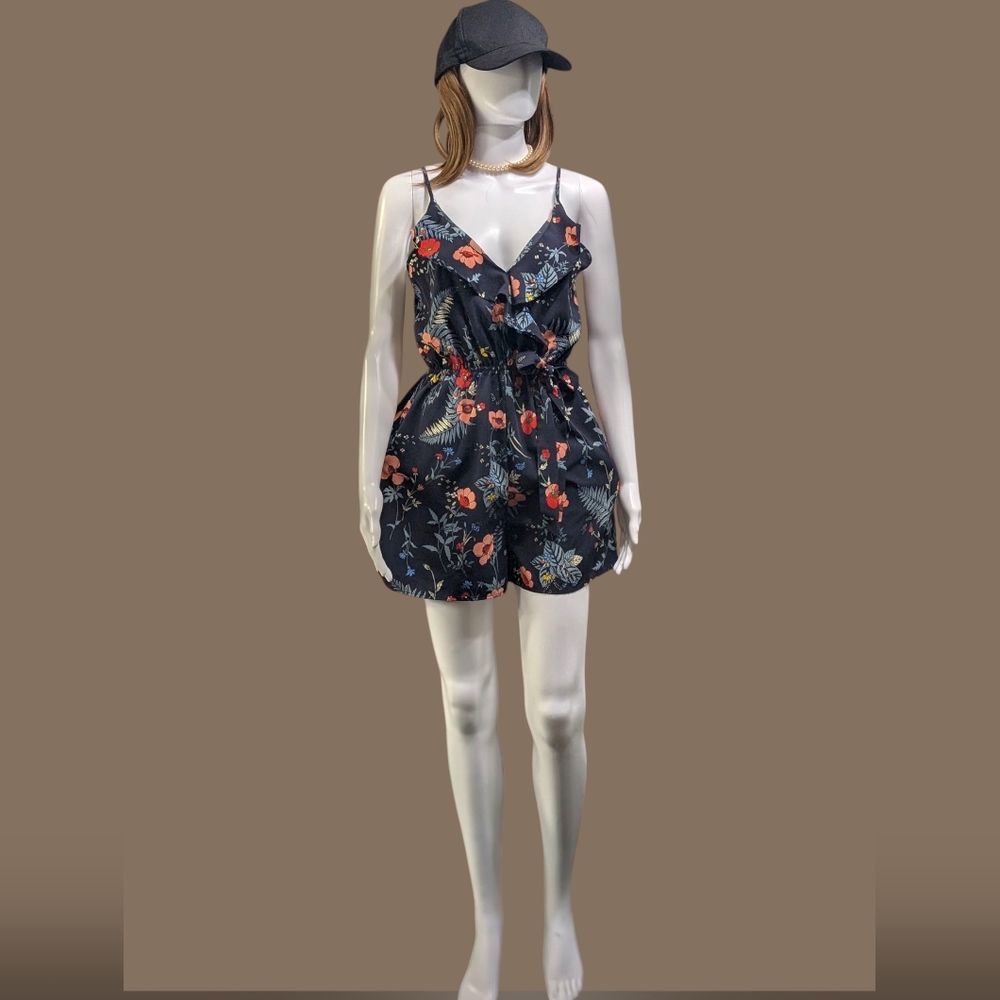 Floral Black Romper